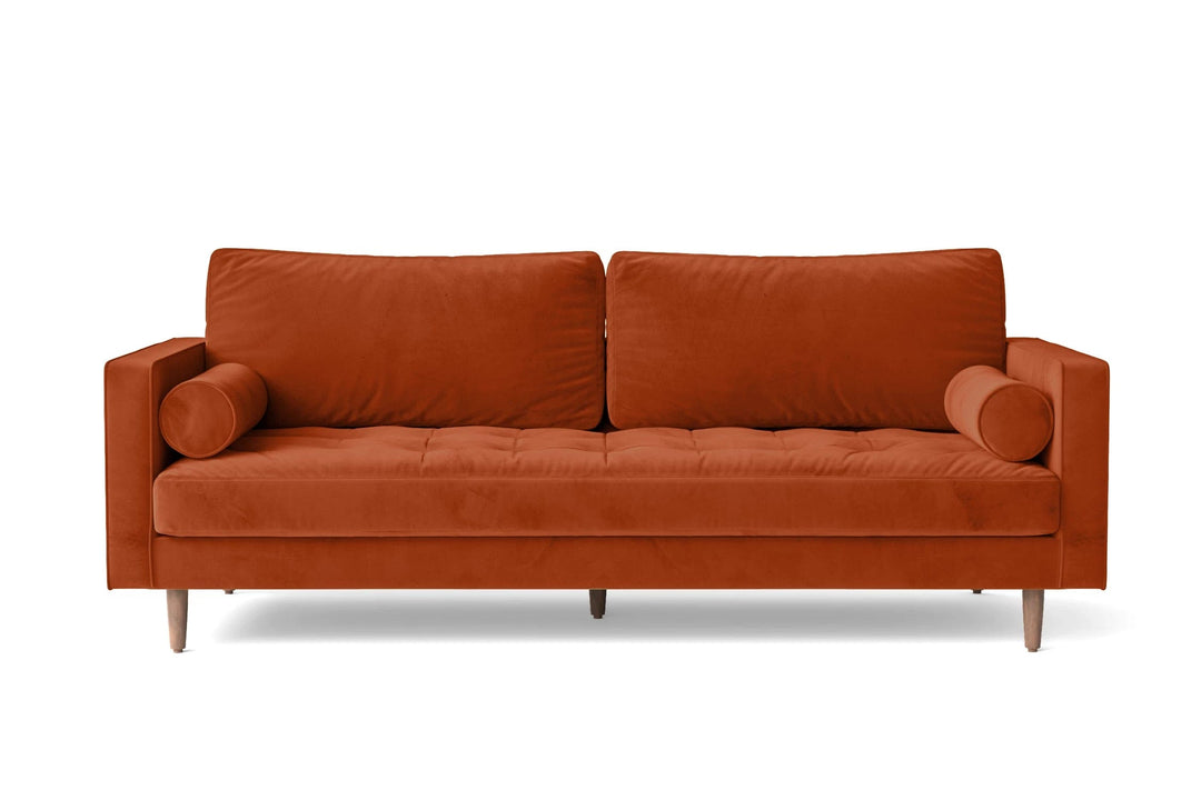 LIVELUSSO Sofa Gela 3 Seater Sofa Orange Velvet