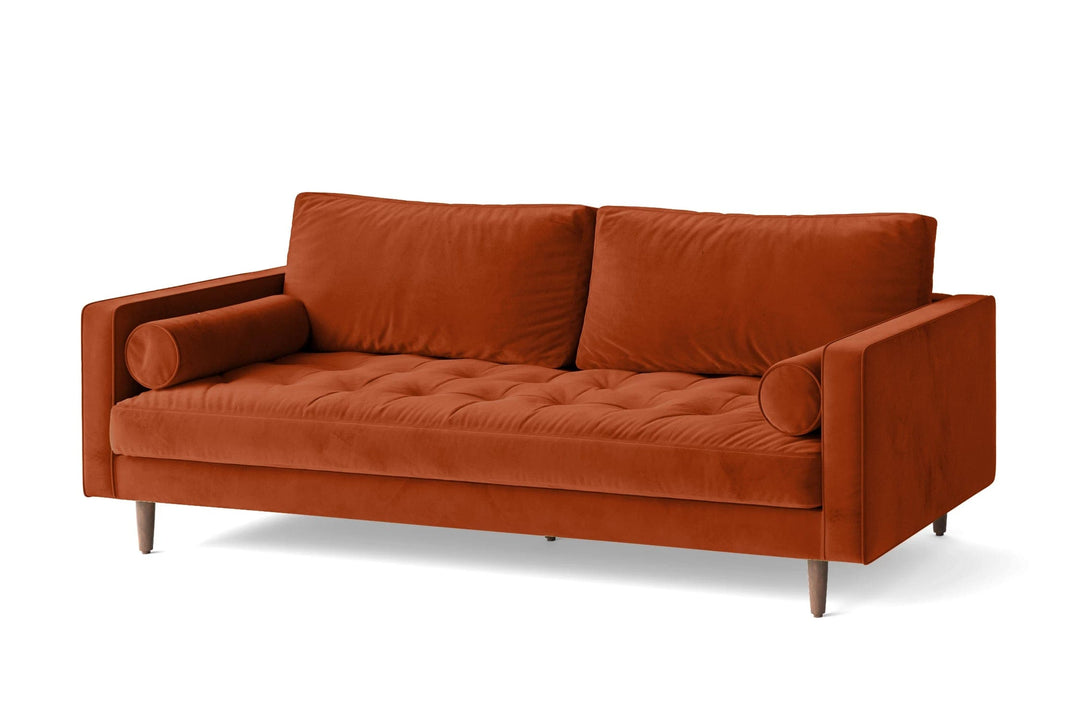 LIVELUSSO Sofa Gela 3 Seater Sofa Orange Velvet