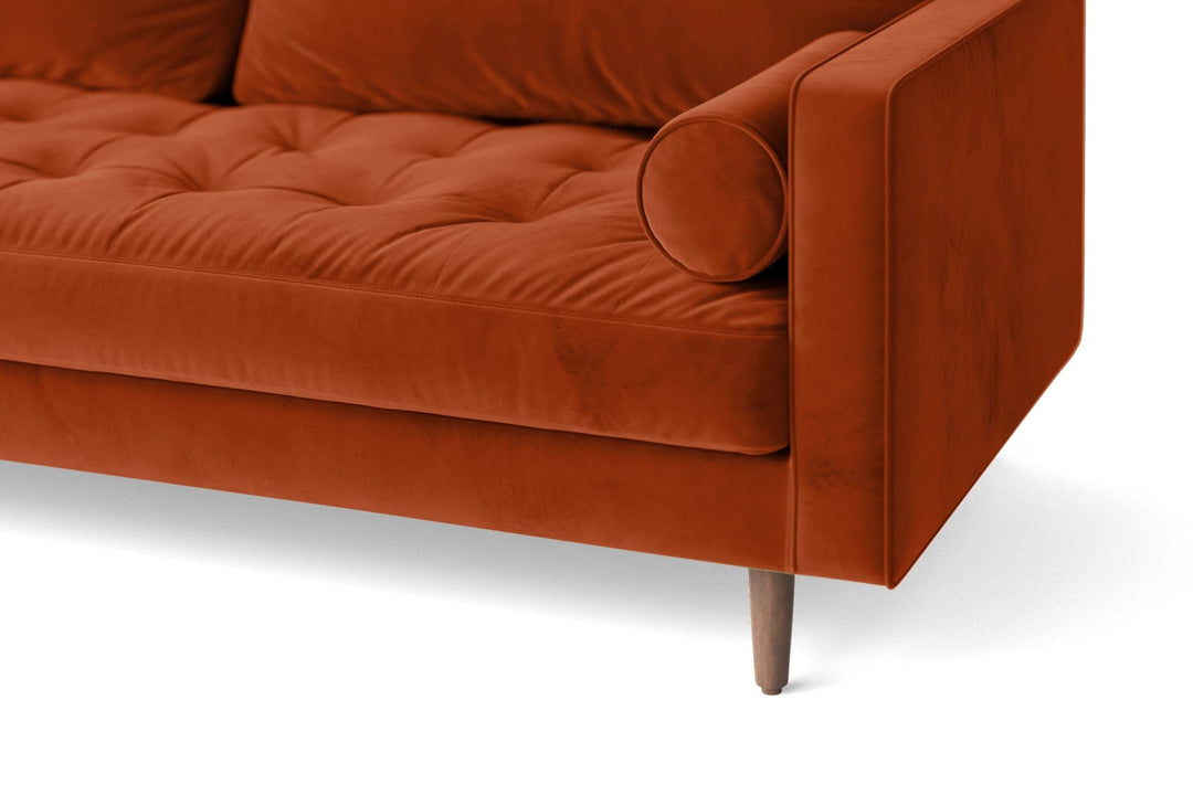 LIVELUSSO Sofa Gela 3 Seater Sofa Orange Velvet