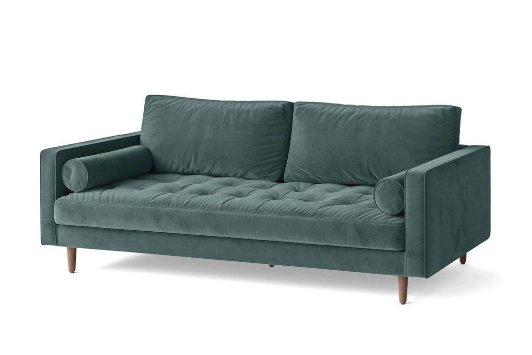 LIVELUSSO Sofa Gela 3 Seater Sofa Teal Velvet