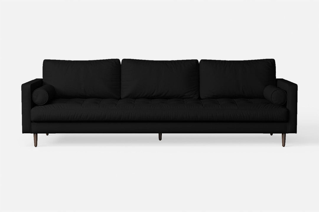 LIVELUSSO Sofa Gela 4 Seater Sofa Black Leather