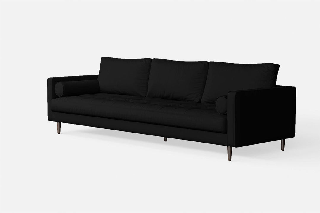 LIVELUSSO Sofa Gela 4 Seater Sofa Black Leather