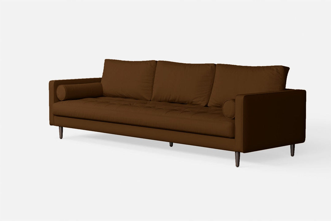 LIVELUSSO Sofa Gela 4 Seater Sofa Walnut Brown Leather