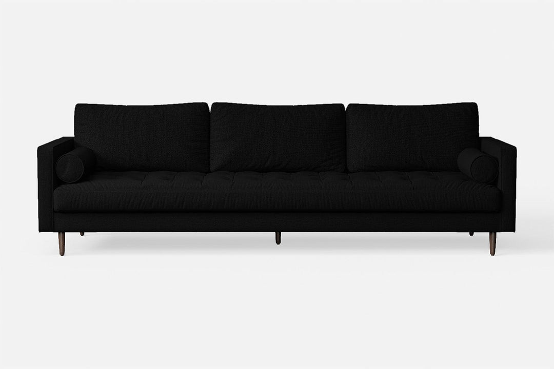 LIVELUSSO Sofa Gela 4 Seater Sofa Black Linen Fabric