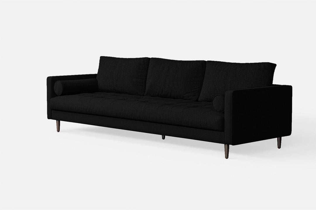 LIVELUSSO Sofa Gela 4 Seater Sofa Black Linen Fabric