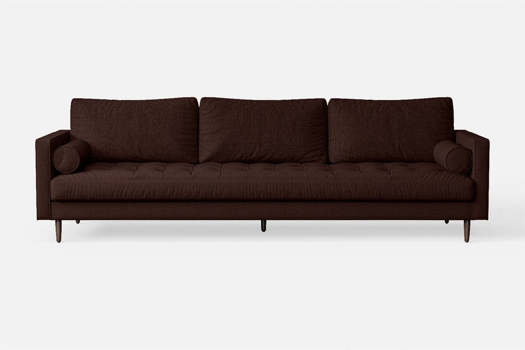 LIVELUSSO Sofa Gela 4 Seater Sofa Coffee Brown Linen Fabric