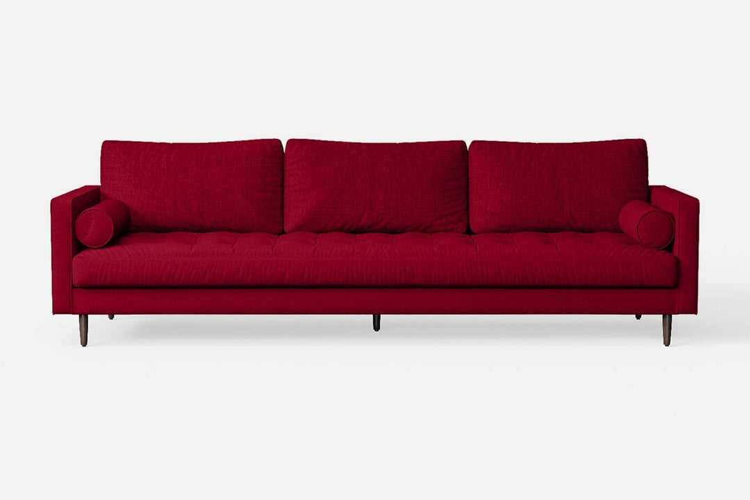 LIVELUSSO Sofa Gela 4 Seater Sofa Red Linen Fabric