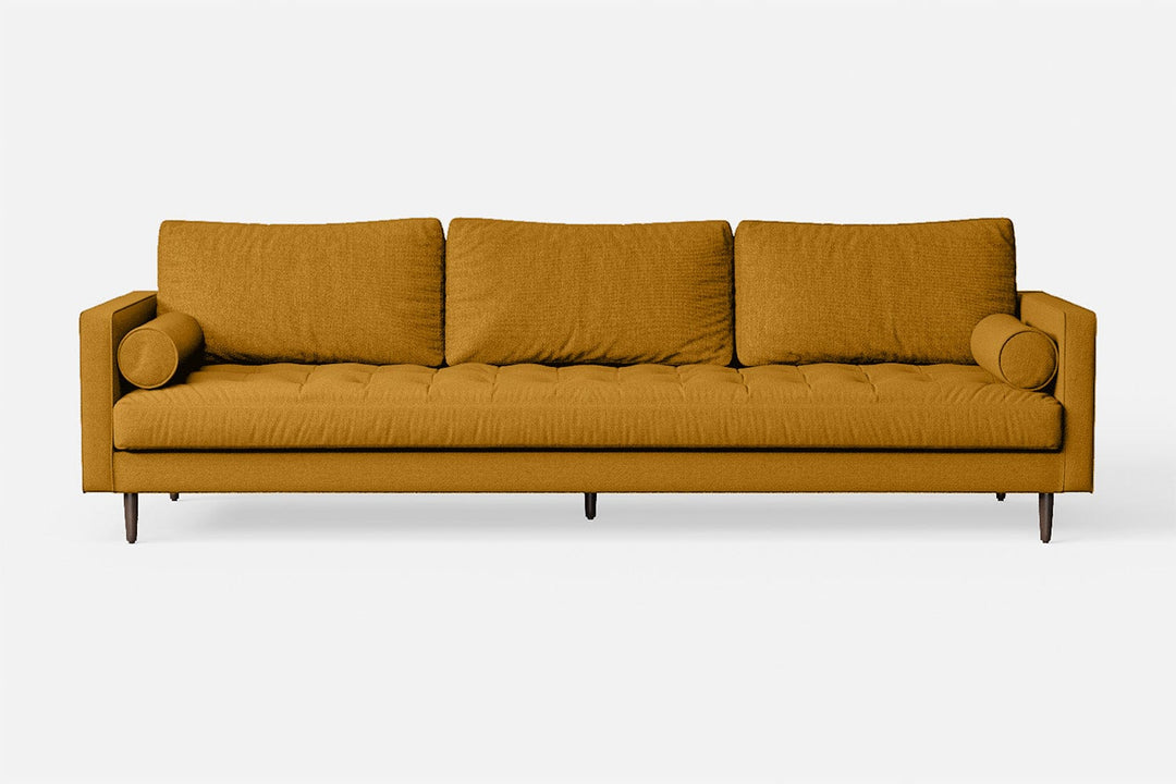 LIVELUSSO Sofa Gela 4 Seater Sofa Yellow Linen Fabric