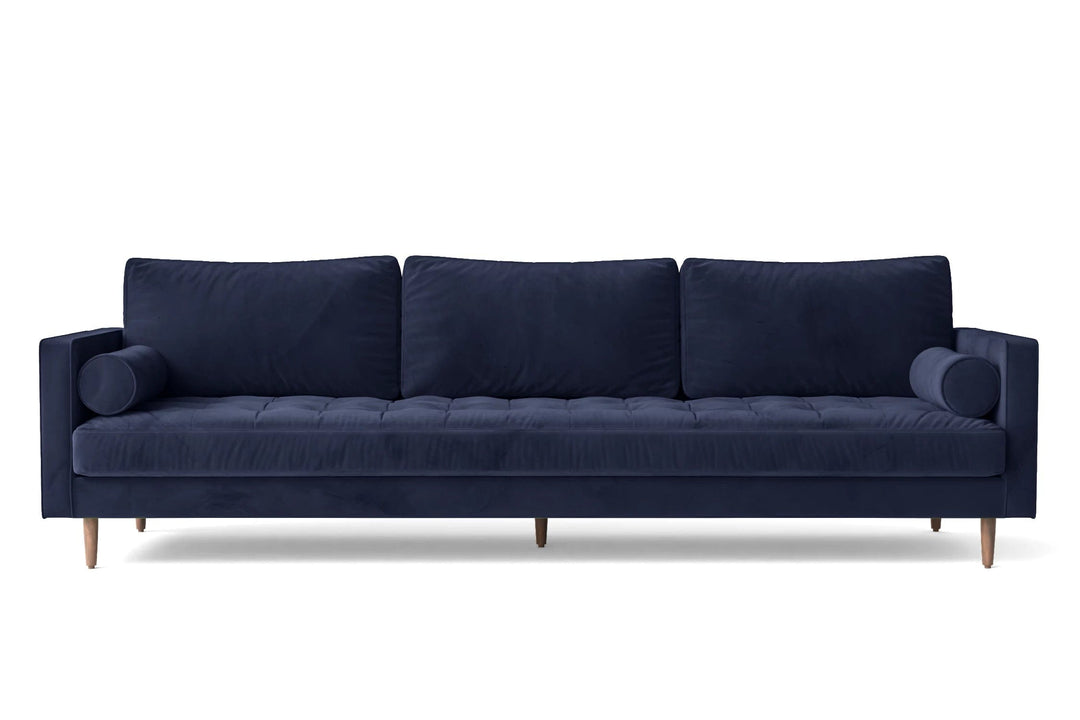 LIVELUSSO Sofa Gela 4 Seater Sofa Dark Blue Velvet