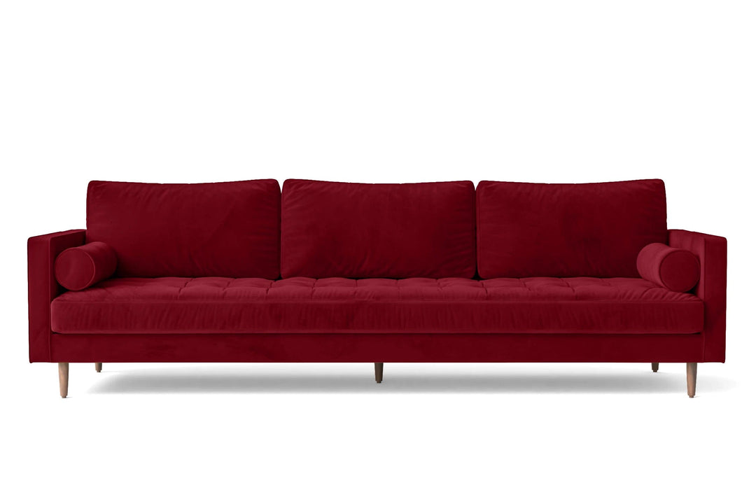 LIVELUSSO Sofa Gela 4 Seater Sofa Red Velvet