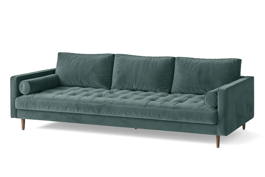 LIVELUSSO Sofa Gela 4 Seater Sofa Teal Velvet