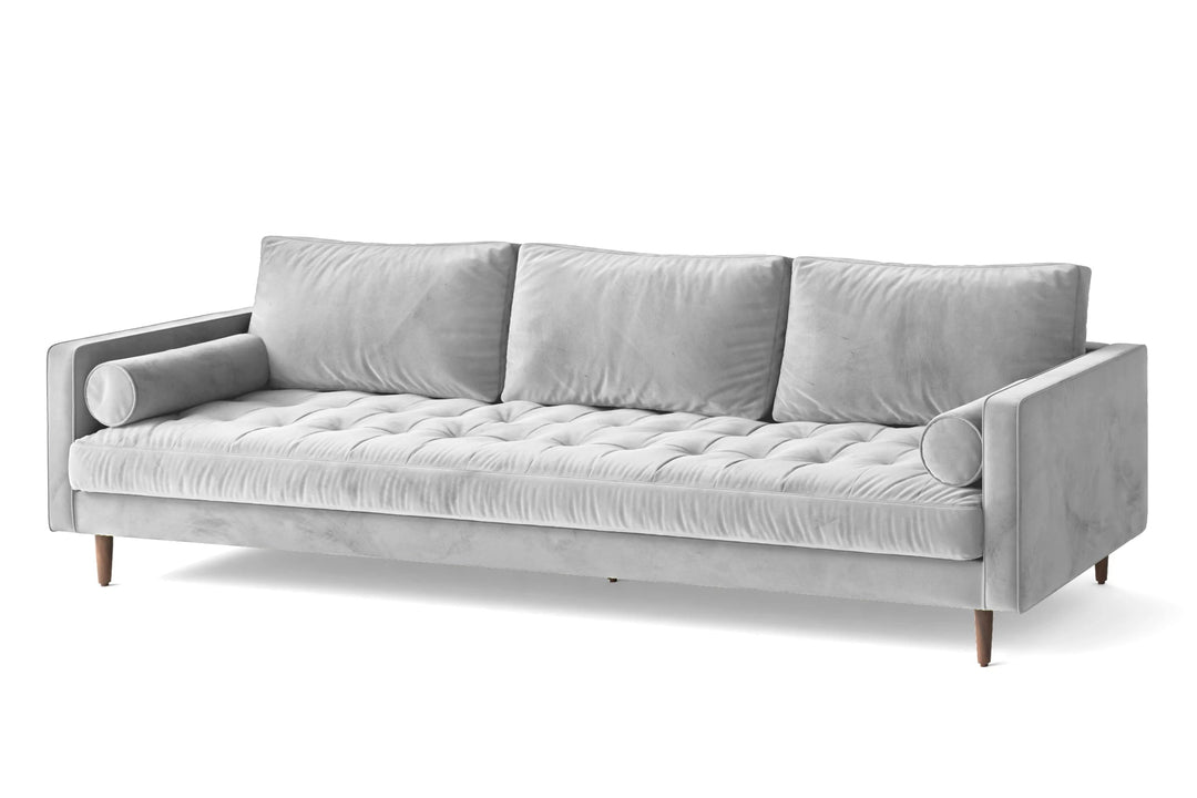 LIVELUSSO Sofa Gela 4 Seater Sofa White Velvet