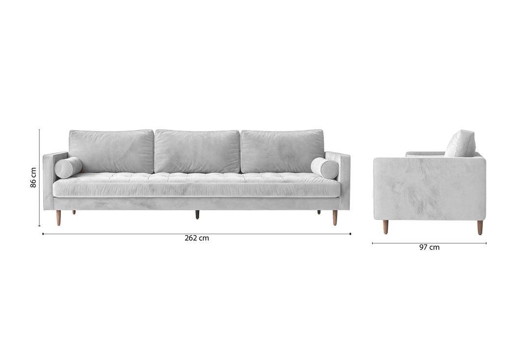 LIVELUSSO Sofa Gela 4 Seater Sofa White Velvet