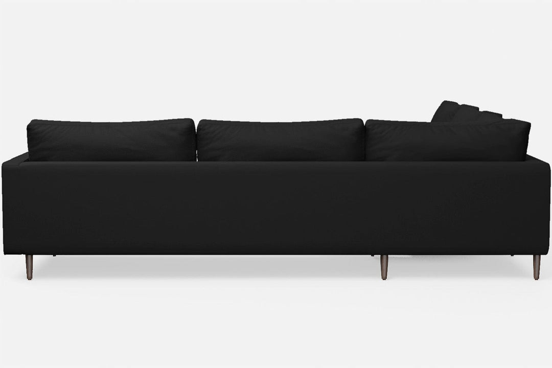 LIVELUSSO Corner Sofa Gela 5 Seater Corner Sofa Black Leather