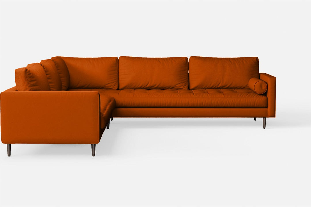 LIVELUSSO Corner Sofa Gela 5 Seater Corner Sofa Orange Leather