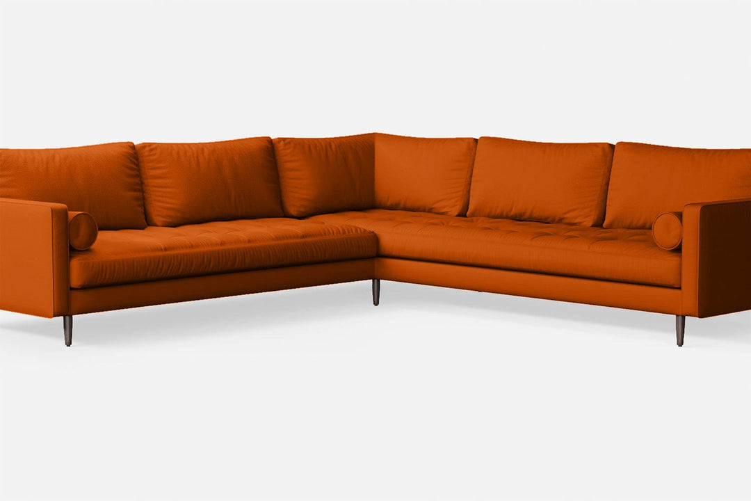 LIVELUSSO Corner Sofa Gela 5 Seater Corner Sofa Orange Leather