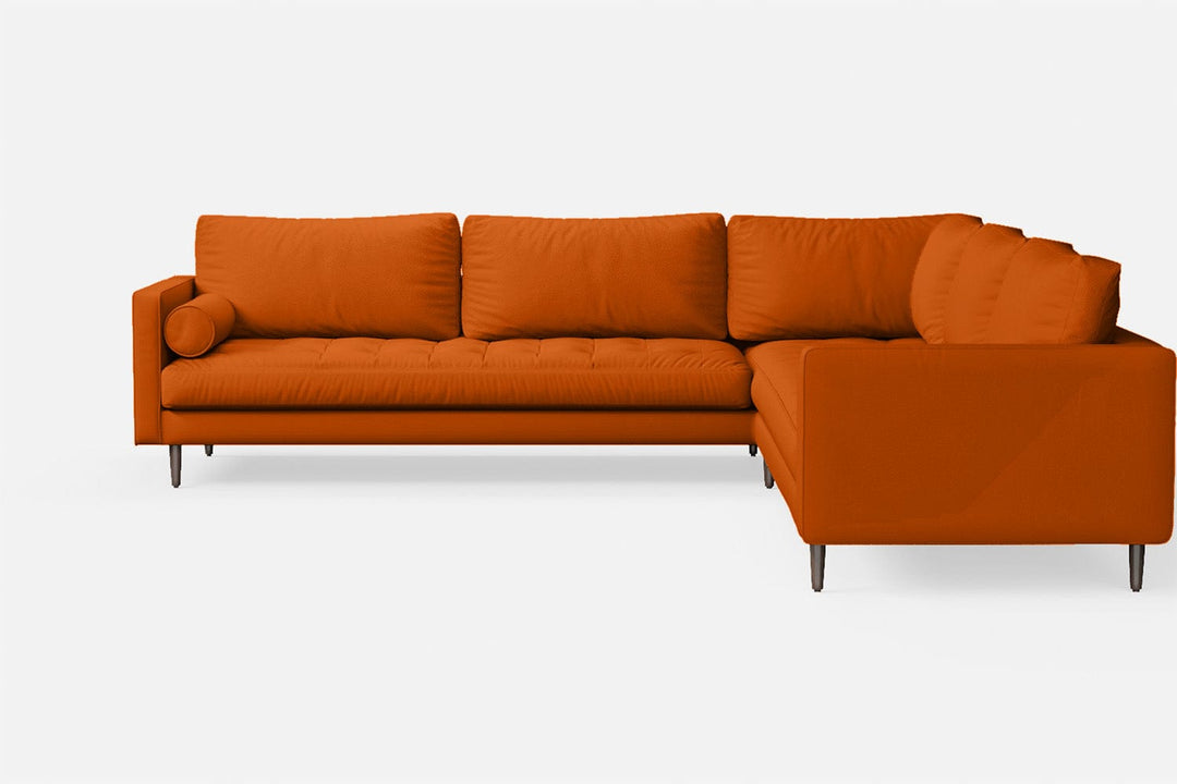 LIVELUSSO Corner Sofa Gela 5 Seater Corner Sofa Orange Leather