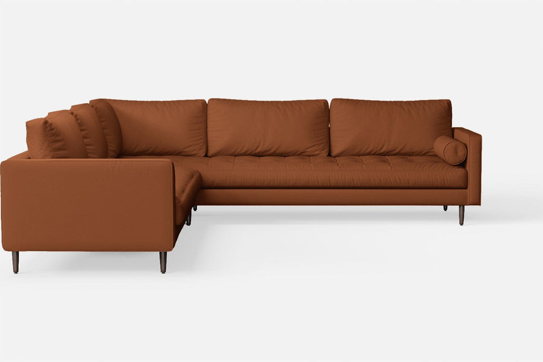 LIVELUSSO Corner Sofa Gela 5 Seater Corner Sofa Tan Brown Leather