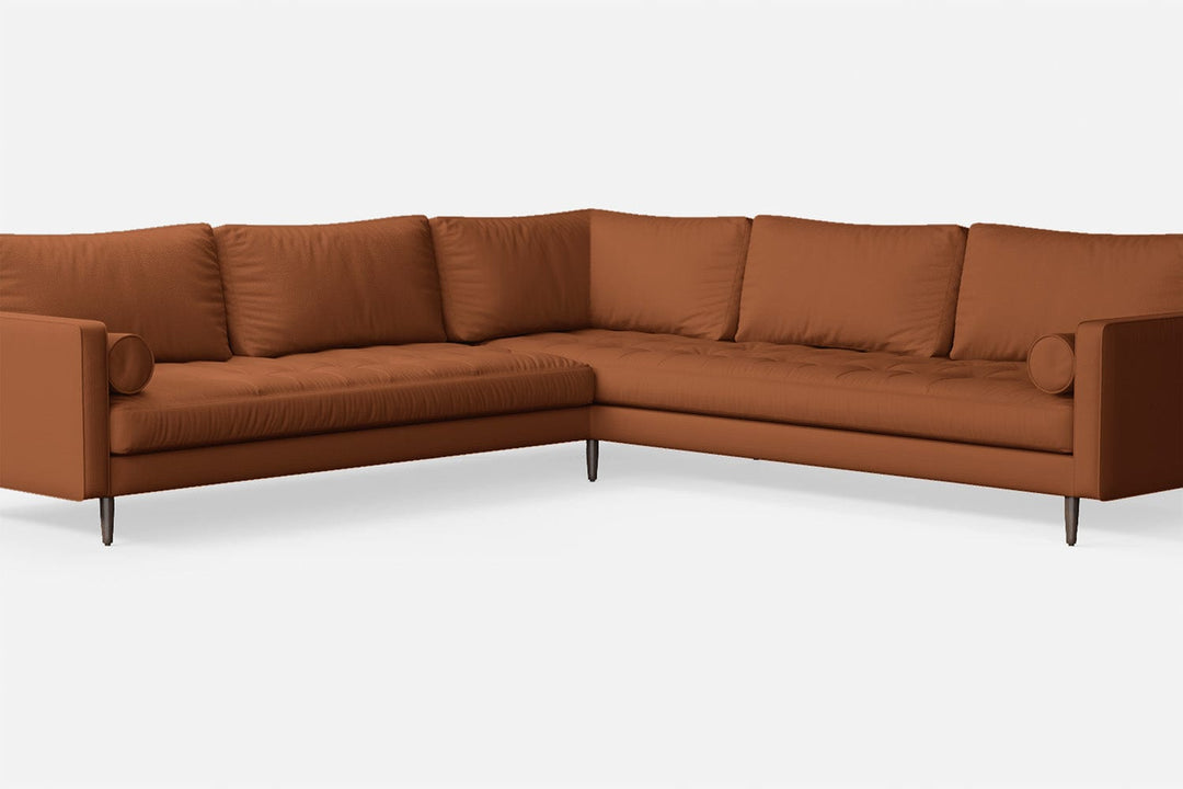 LIVELUSSO Corner Sofa Gela 5 Seater Corner Sofa Tan Brown Leather