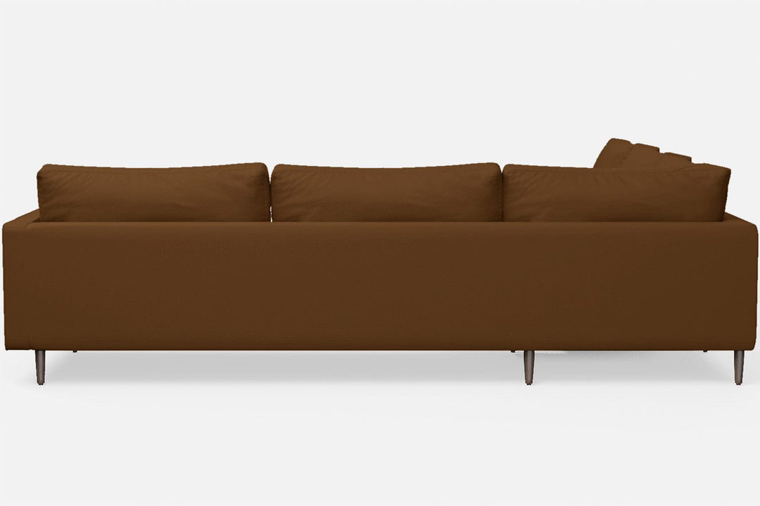 LIVELUSSO Corner Sofa Gela 5 Seater Corner Sofa Walnut Brown Leather