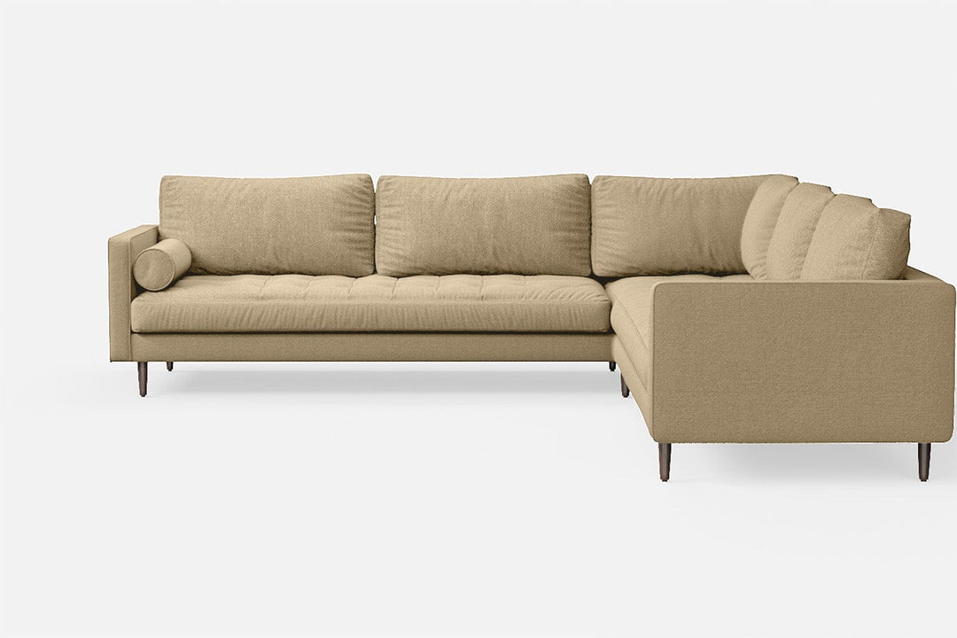 LIVELUSSO Corner Sofa Gela 5 Seater Corner Sofa Beige Linen Fabric