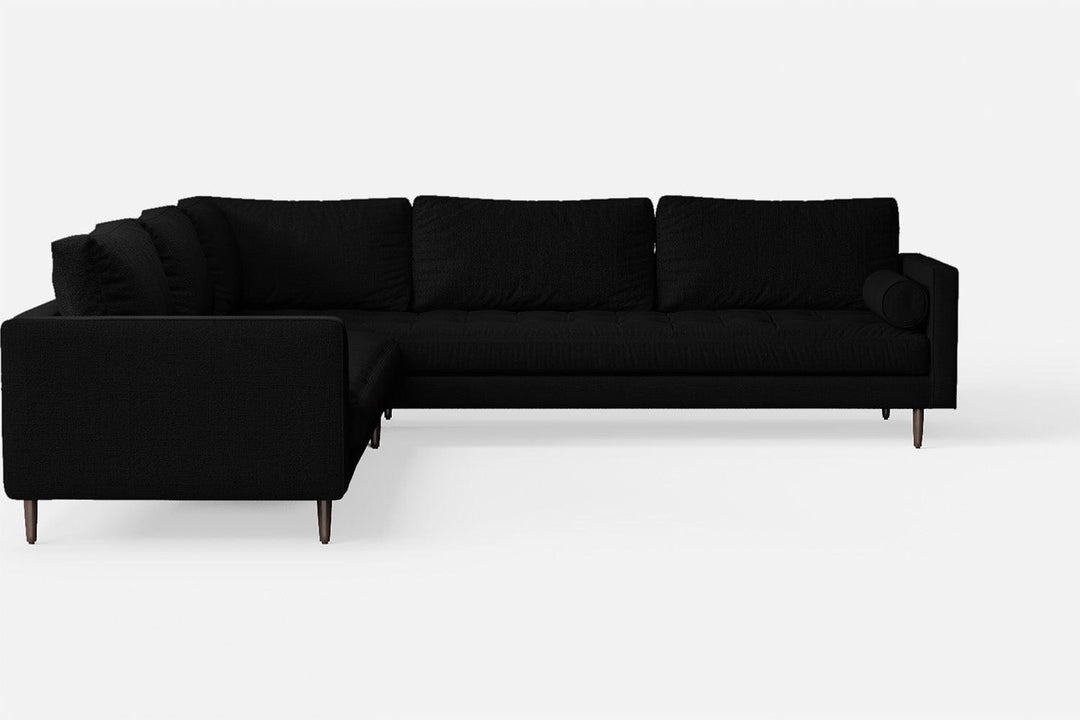 LIVELUSSO Corner Sofa Gela 5 Seater Corner Sofa Black Linen Fabric