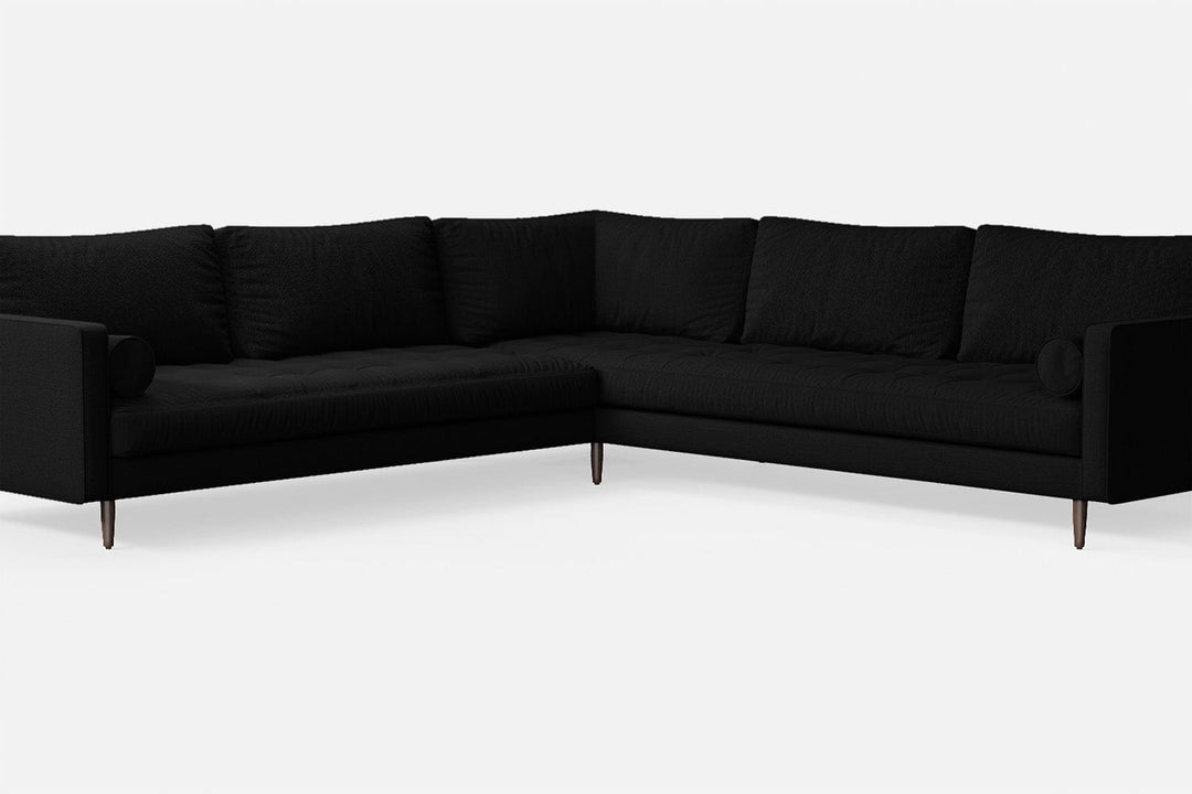 LIVELUSSO Corner Sofa Gela 5 Seater Corner Sofa Black Linen Fabric