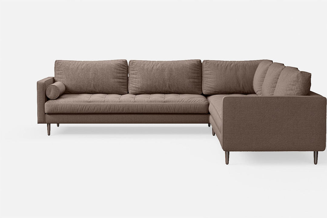 LIVELUSSO Corner Sofa Gela 5 Seater Corner Sofa Caramel Linen Fabric