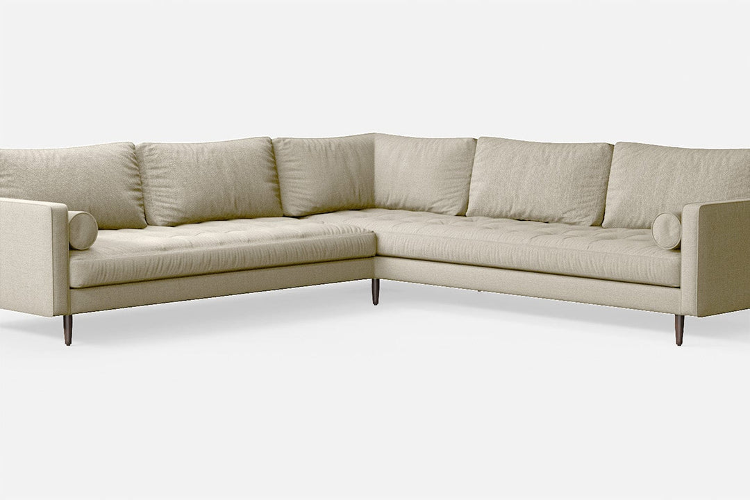 LIVELUSSO Corner Sofa Gela 5 Seater Corner Sofa Cream Linen Fabric