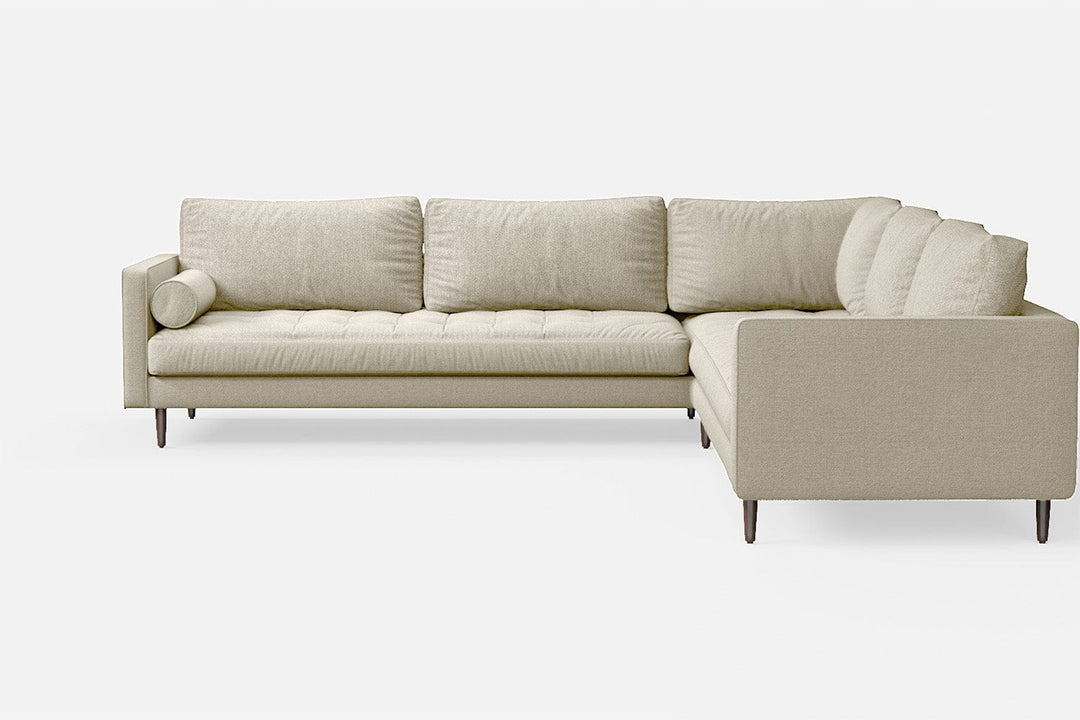 LIVELUSSO Corner Sofa Gela 5 Seater Corner Sofa Cream Linen Fabric