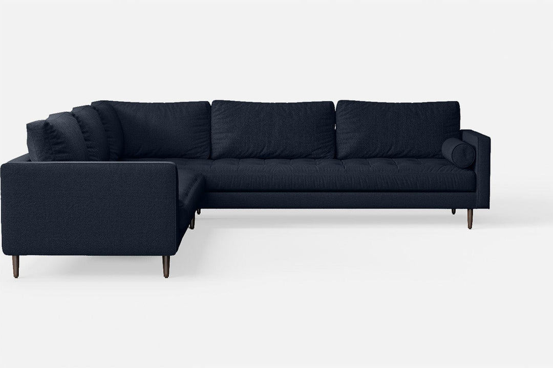 LIVELUSSO Corner Sofa Gela 5 Seater Corner Sofa Dark Blue Linen Fabric