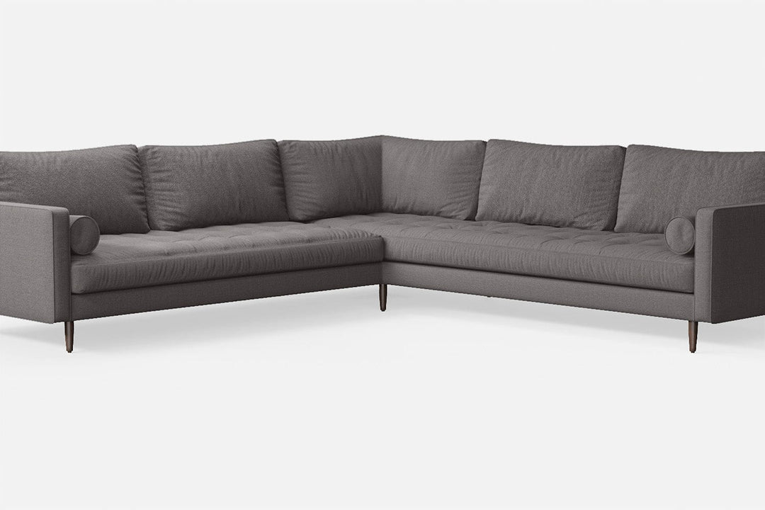 LIVELUSSO Corner Sofa Gela 5 Seater Corner Sofa Grey Linen Fabric