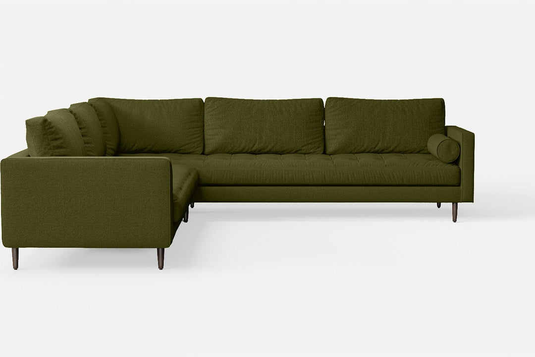 LIVELUSSO Corner Sofa Gela 5 Seater Corner Sofa Olive Linen Fabric