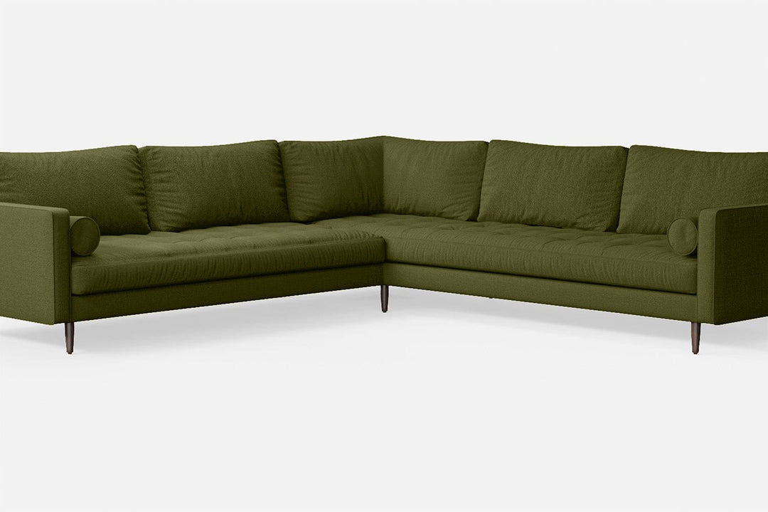 LIVELUSSO Corner Sofa Gela 5 Seater Corner Sofa Olive Linen Fabric