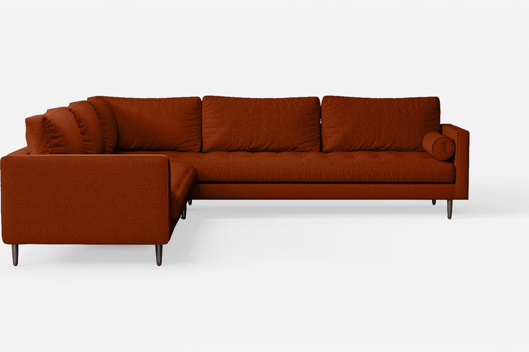 LIVELUSSO Corner Sofa Gela 5 Seater Corner Sofa Orange Linen Fabric