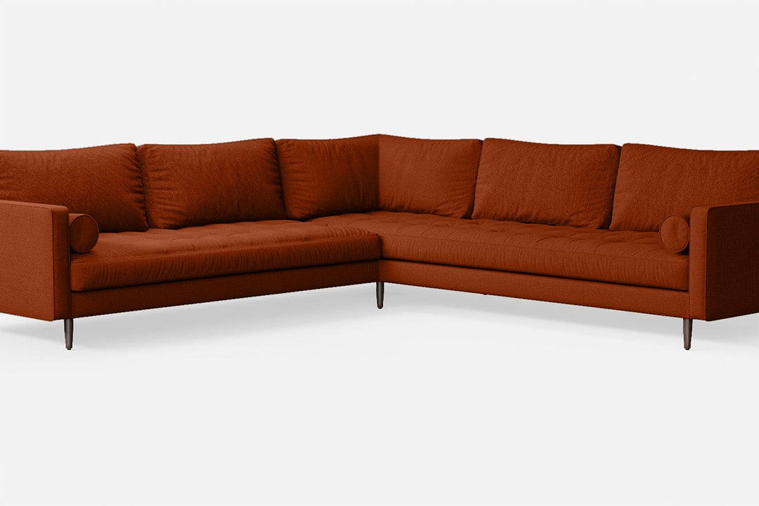 LIVELUSSO Corner Sofa Gela 5 Seater Corner Sofa Orange Linen Fabric