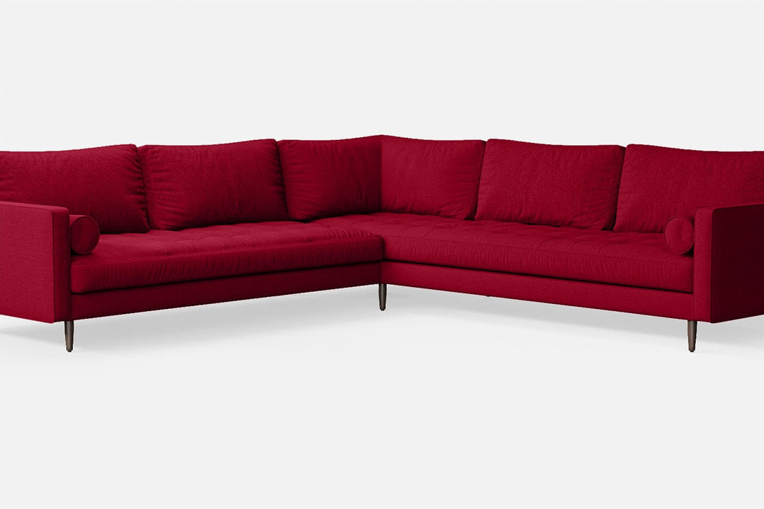 LIVELUSSO Corner Sofa Gela 5 Seater Corner Sofa Red Linen Fabric