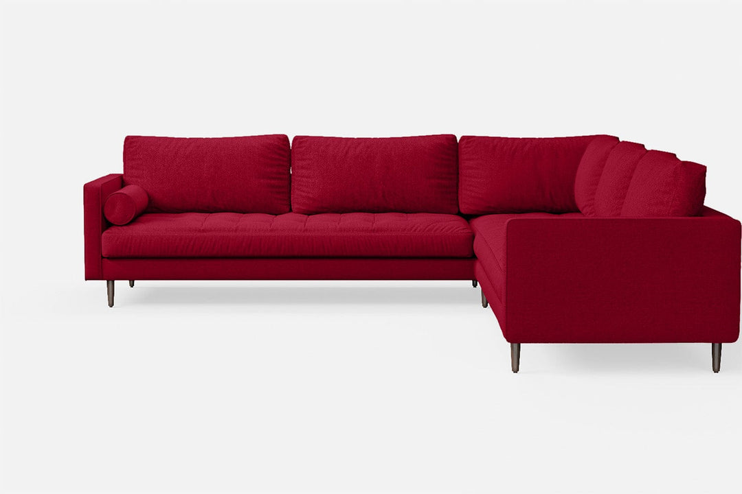 LIVELUSSO Corner Sofa Gela 5 Seater Corner Sofa Red Linen Fabric