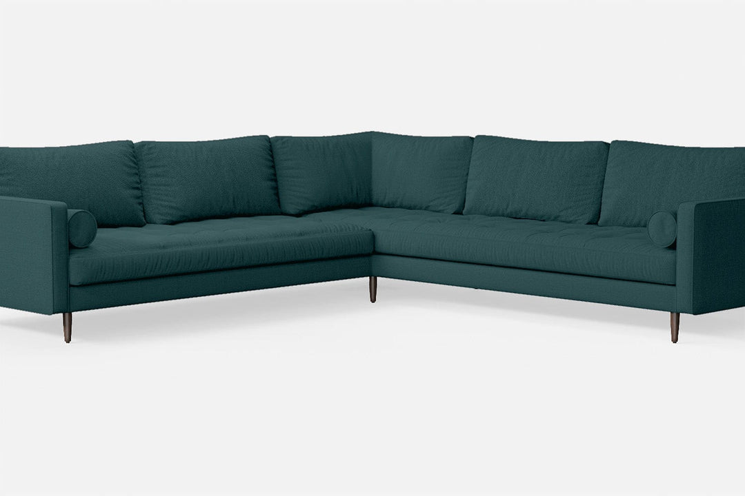 LIVELUSSO Corner Sofa Gela 5 Seater Corner Sofa Teal Linen Fabric