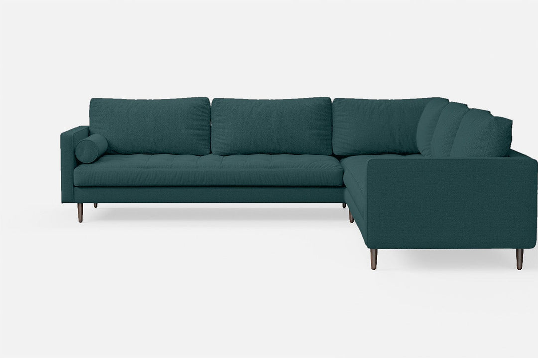 LIVELUSSO Corner Sofa Gela 5 Seater Corner Sofa Teal Linen Fabric