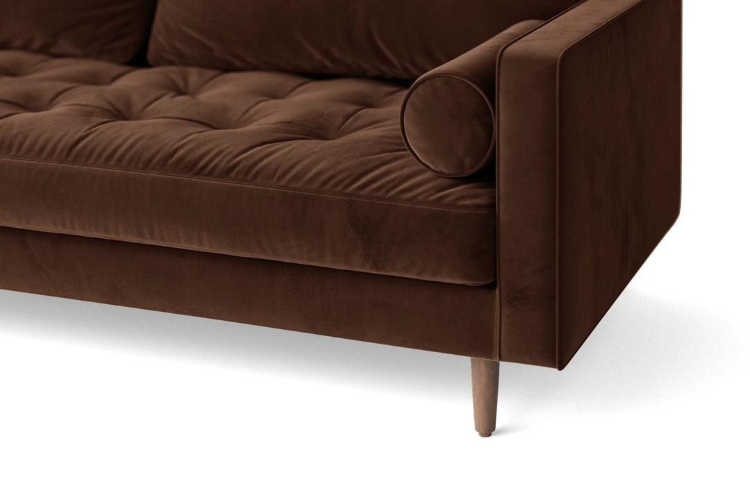 LIVELUSSO Corner Sofa Gela 5 Seater Corner Sofa Coffee Brown Velvet