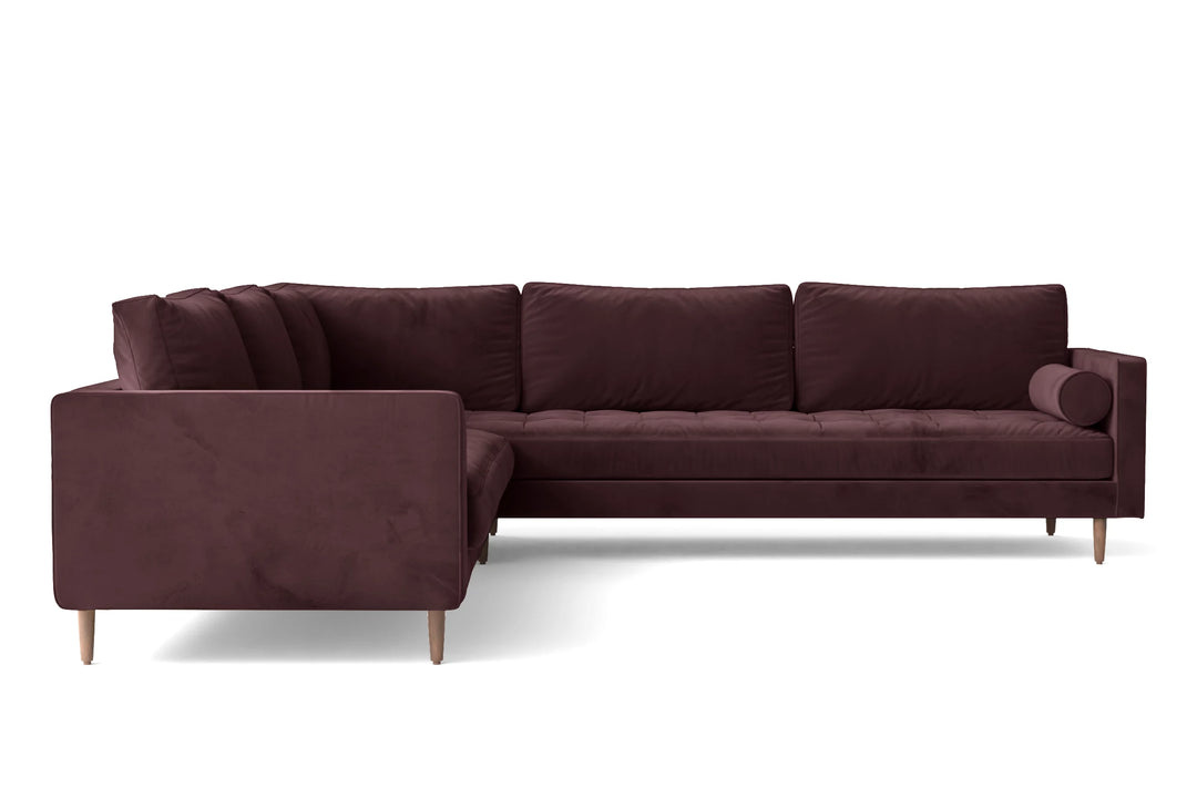 LIVELUSSO Corner Sofa Gela 5 Seater Corner Sofa Grape Velvet