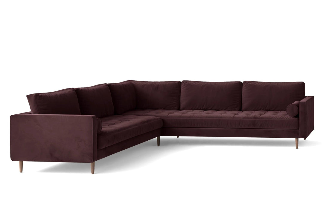 LIVELUSSO Corner Sofa Gela 5 Seater Corner Sofa Grape Velvet