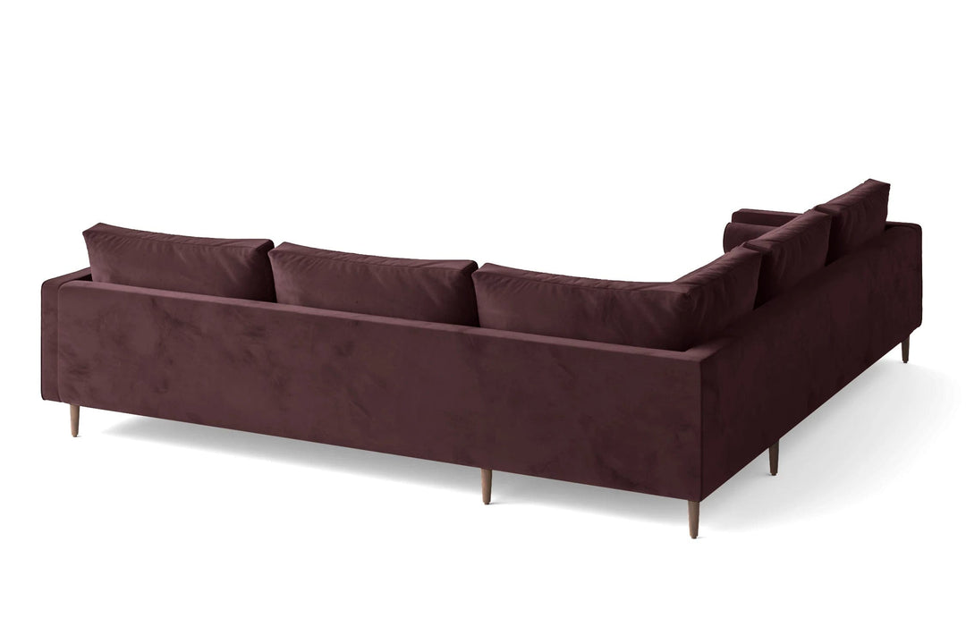 LIVELUSSO Corner Sofa Gela 5 Seater Corner Sofa Grape Velvet