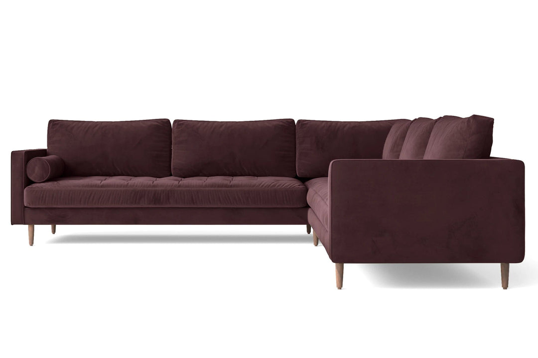 LIVELUSSO Corner Sofa Gela 5 Seater Corner Sofa Grape Velvet