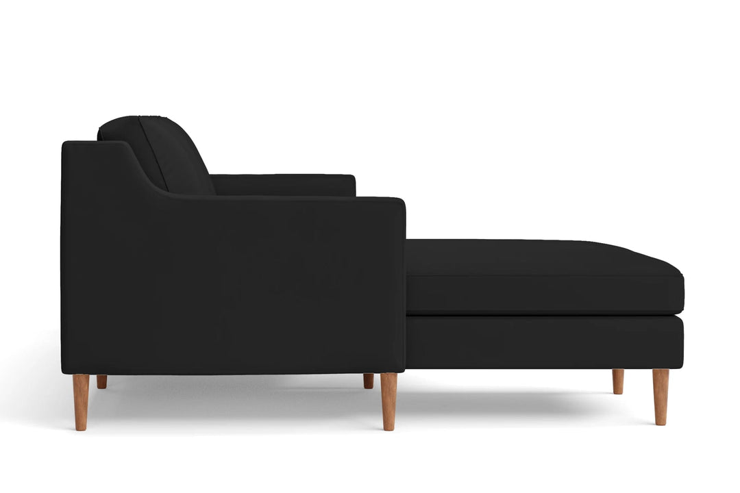 LIVELUSSO Chaise Lounge Sofa Greco 3 Seater Left Hand Facing Chaise Lounge Corner Sofa Black Leather