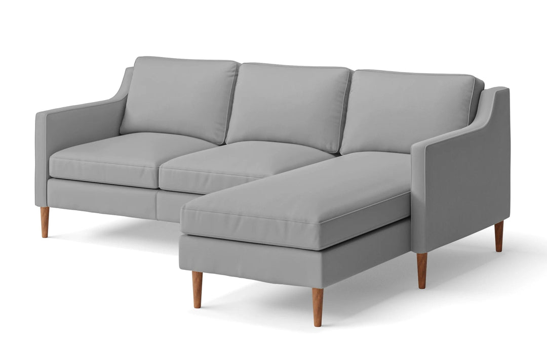 LIVELUSSO Chaise Lounge Sofa Greco 3 Seater Right Hand Facing Chaise Lounge Corner Sofa Grey Leather