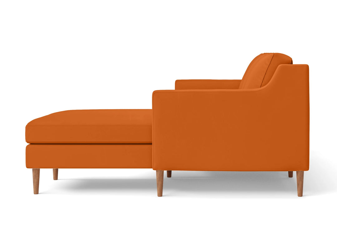 LIVELUSSO Chaise Lounge Sofa Greco 3 Seater Right Hand Facing Chaise Lounge Corner Sofa Orange Leather