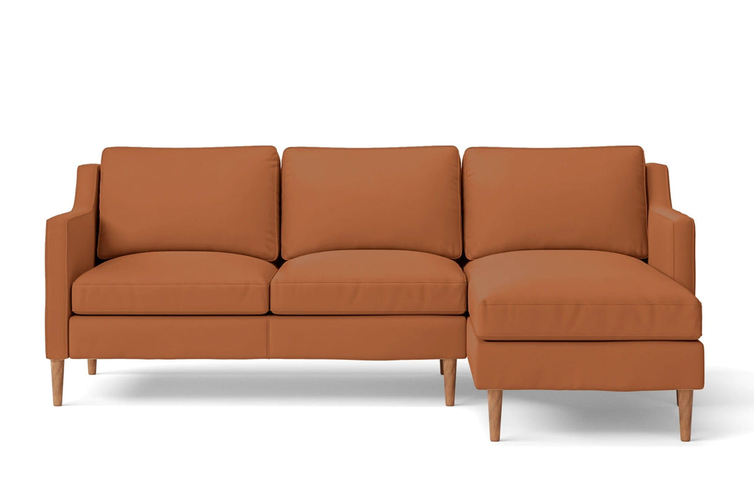 LIVELUSSO Chaise Lounge Sofa Greco 3 Seater Right Hand Facing Chaise Lounge Corner Sofa Tan Brown Leather