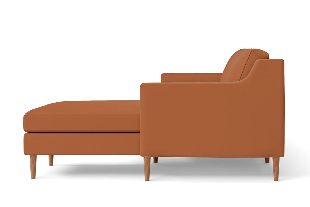 LIVELUSSO Chaise Lounge Sofa Greco 3 Seater Right Hand Facing Chaise Lounge Corner Sofa Tan Brown Leather
